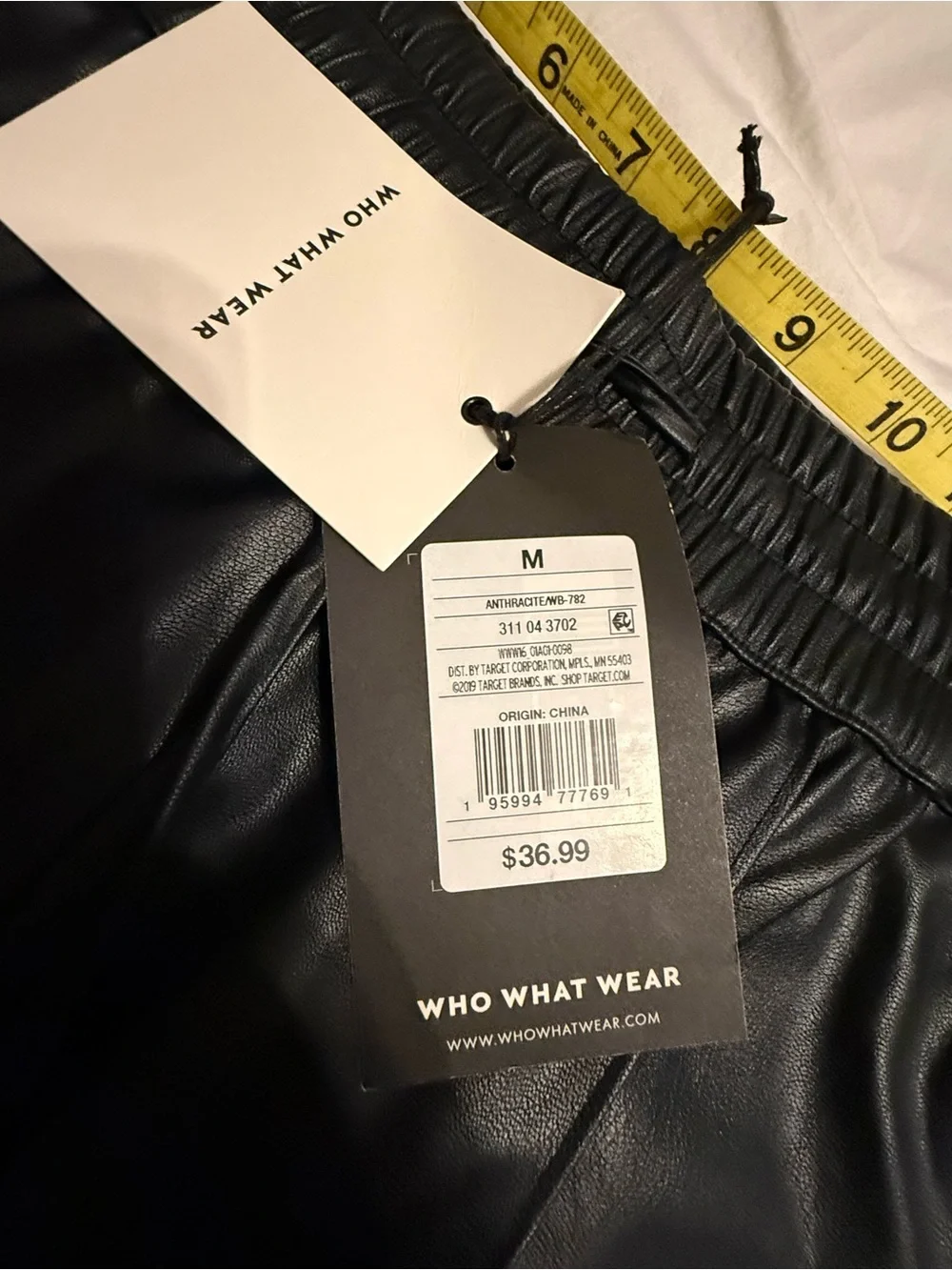 WHO WHAT WEAR Women’s faux leather wide-leg pants, size M, Black. NWT